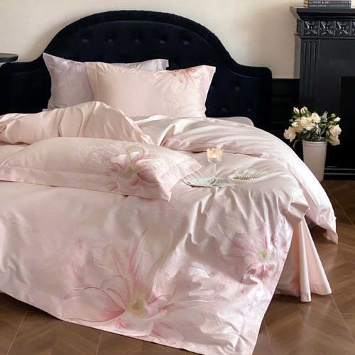 Florales Jacquard Satin-Feel Bettbezug und Kissenbezug Set