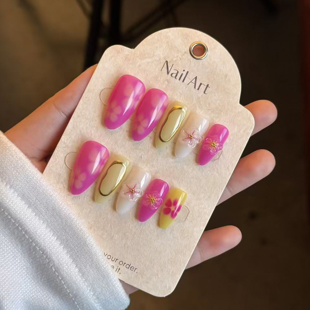 Künstlerisches Press-On-Nagelset mit Blumendesign Karnz