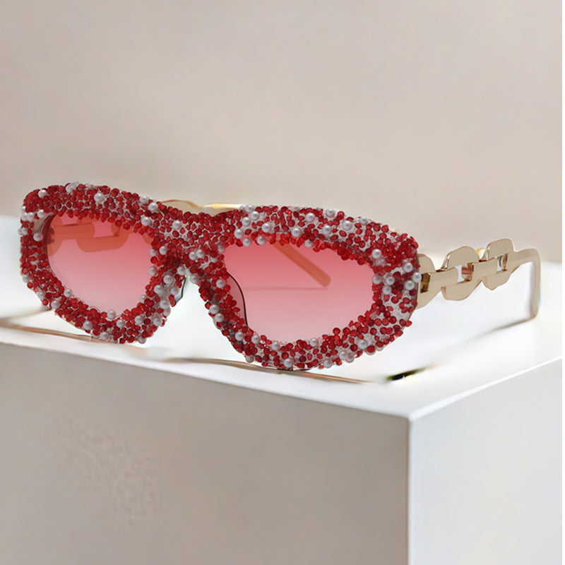 Damen Glamouröse Sonnenbrille mit verziertem Rahmen Karnz