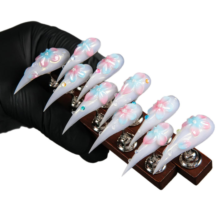 Dekorative Blumige Stiletto Press-On Nägel
