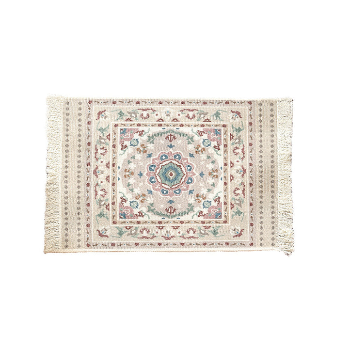 Gewebter kleiner Läufer-Teppich im Vintage-Ornamentstil mit Fransen