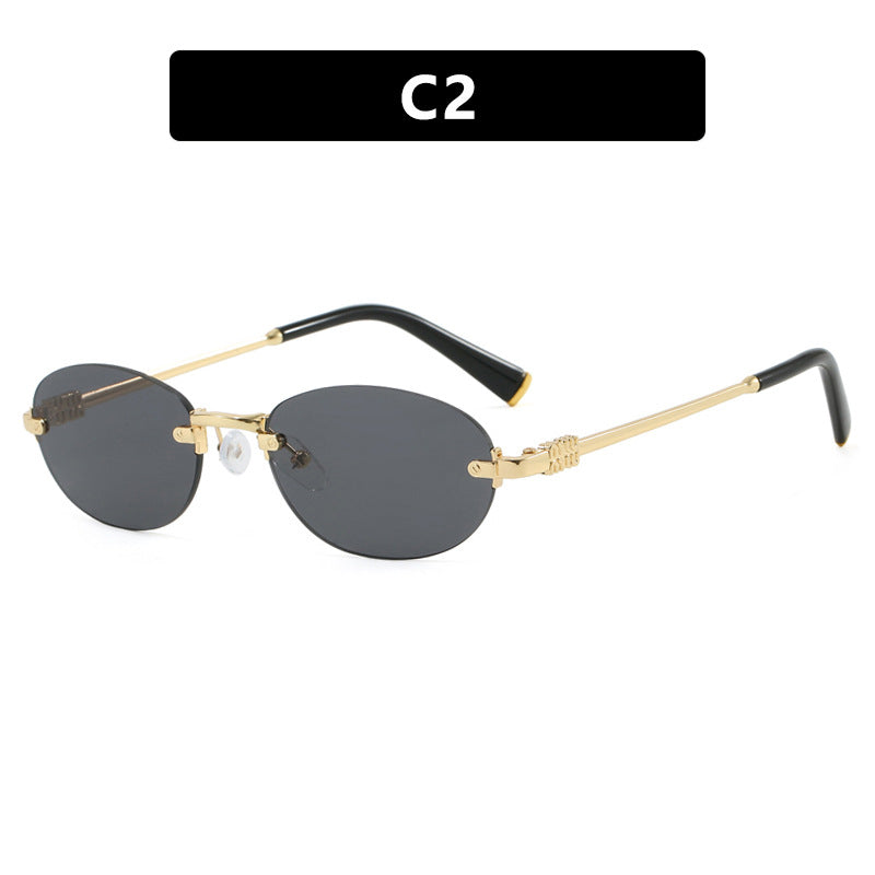Damen modische Sonnenbrille mit ovalem Rahmen und edlen Akzenten Karnz