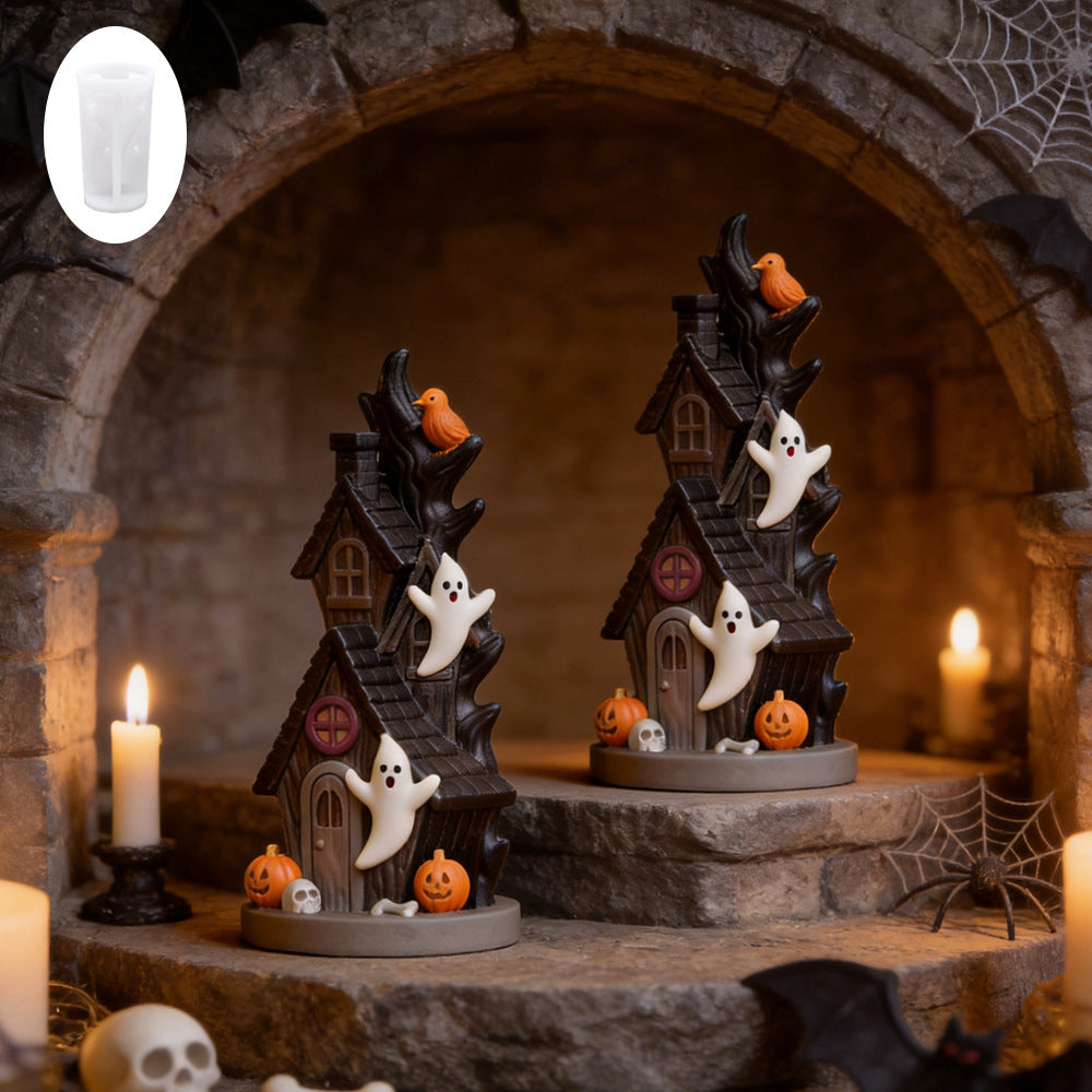 Silikon-Gießform für detaillierte Resin-Halloween-Miniaturhaus- und Figurenformen
