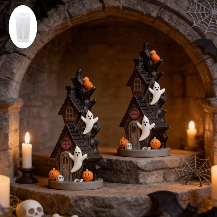 Silikon-Gießform für detaillierte Resin-Halloween-Miniaturhaus- und Figurenformen