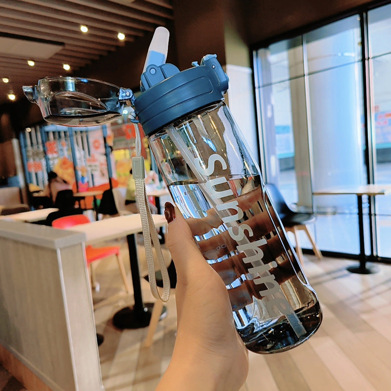 Damen transparente Trinkflasche mit ergonomischem Deckel Karnz