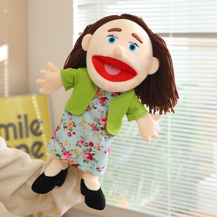 Handpuppe Plüsch Junge Charakter mit beweglichem Mund und weichem Stoffkörper Karnz