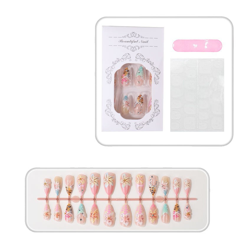 Tropisches Floral Press-On Nagelset Karnz