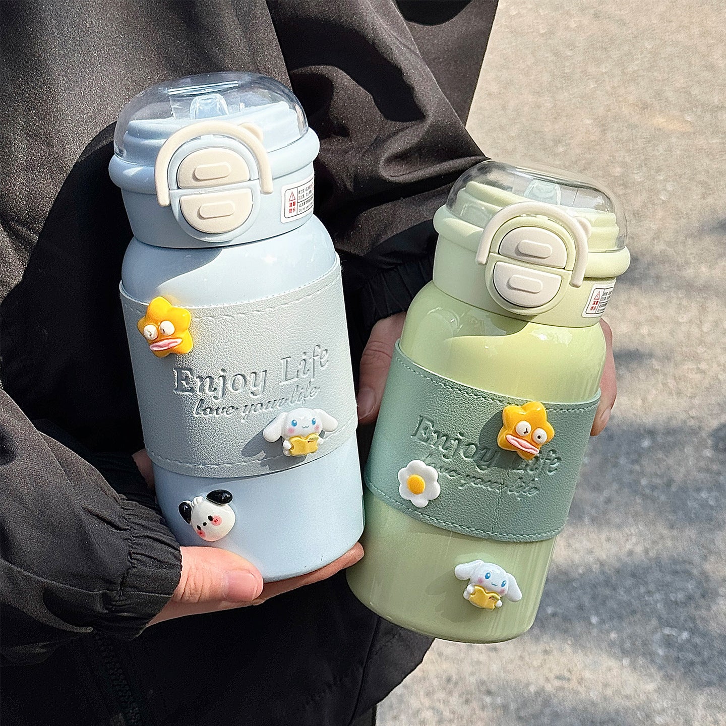 Damen multifunktionale Trinkflasche mit kreativen Silikon-Elementen Karnz