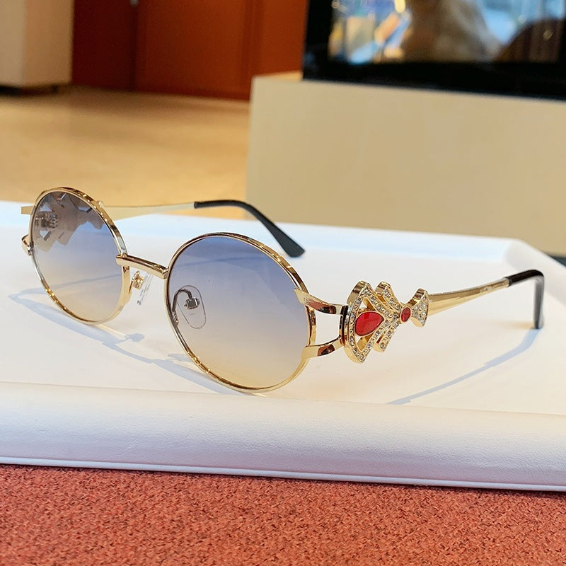 Damen elegante rechteckige Sonnenbrille mit glamourösen Verzierungen Karnz