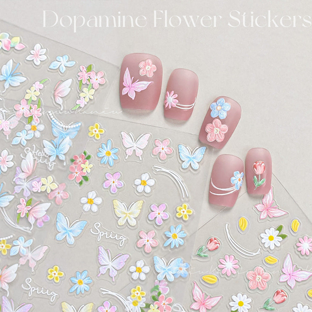 Floral- und Schmetterling-Nagelkunst-Aufkleber-Set