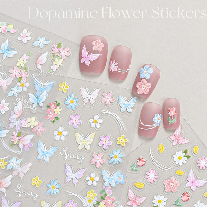 Floral- und Schmetterling-Nagelkunst-Aufkleber-Set