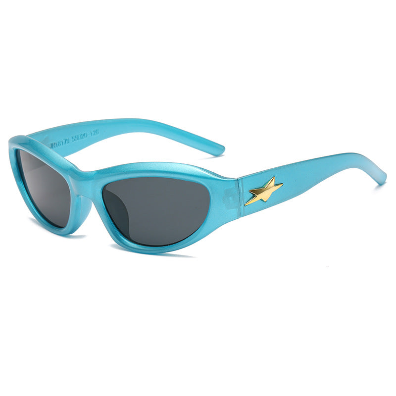 Damen elegante Kunststoffsonnenbrille im zeitgenössischen Design Karnz
