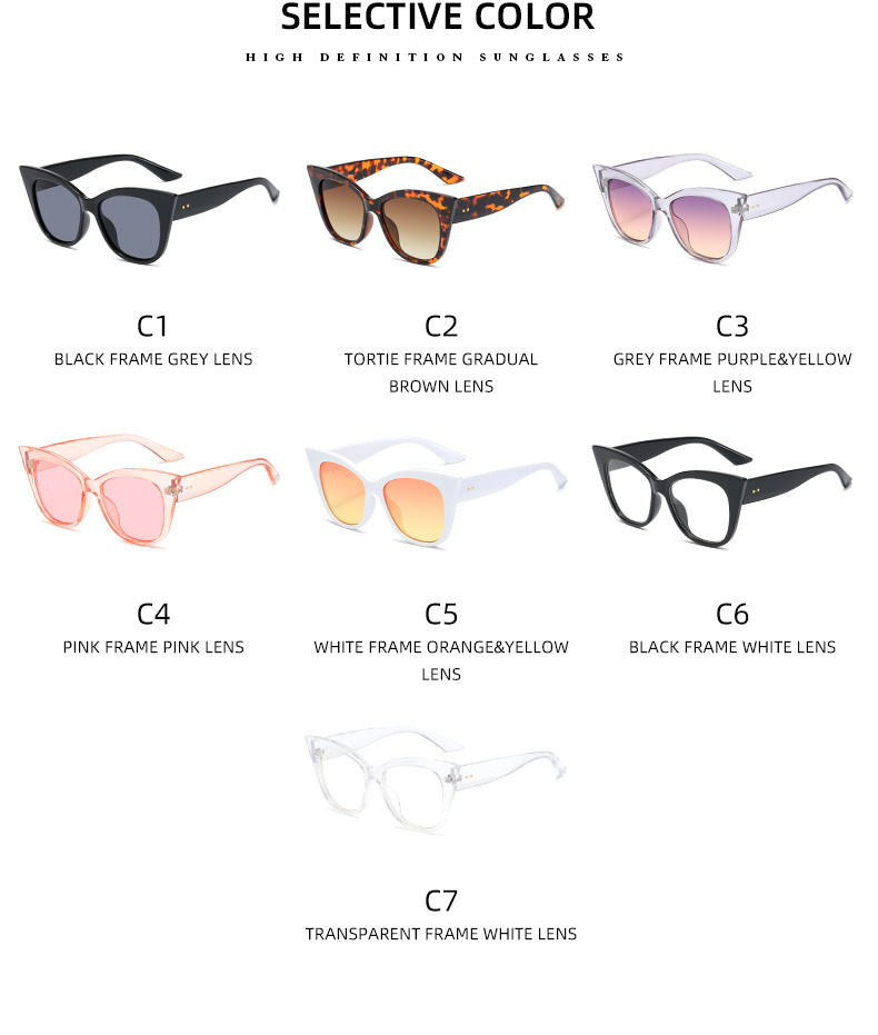 Damen extravagante Cat-Eye-Sonnenbrille mit verspiegelten Gläsern Karnz