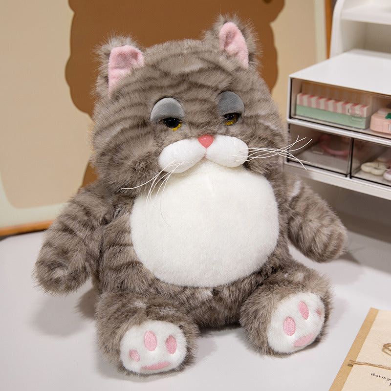 Fetter Plüsch Tabby Katze Sitzkuscheltier mit gesticktem Gesicht, Schnurrhaaren & bohnengefülltem Boden Karnz