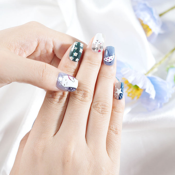 Künstlerisches von Katzen inspiriertes Press-On Nagelset Karnz