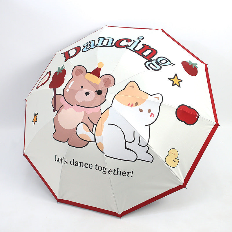 Damen kreativer Falt-Regenschirm mit niedlichem Bärenmotiv Karnz