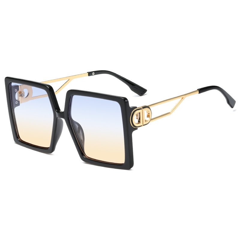 Damen oversized quadratische Sonnenbrille mit elegantem Metallgestell und polarisierenden Gläsern Karnz
