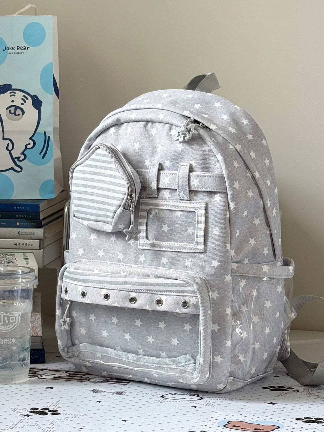 Stilvoller Mehrfach-Taschen Klar-Panel Rucksack Karnz