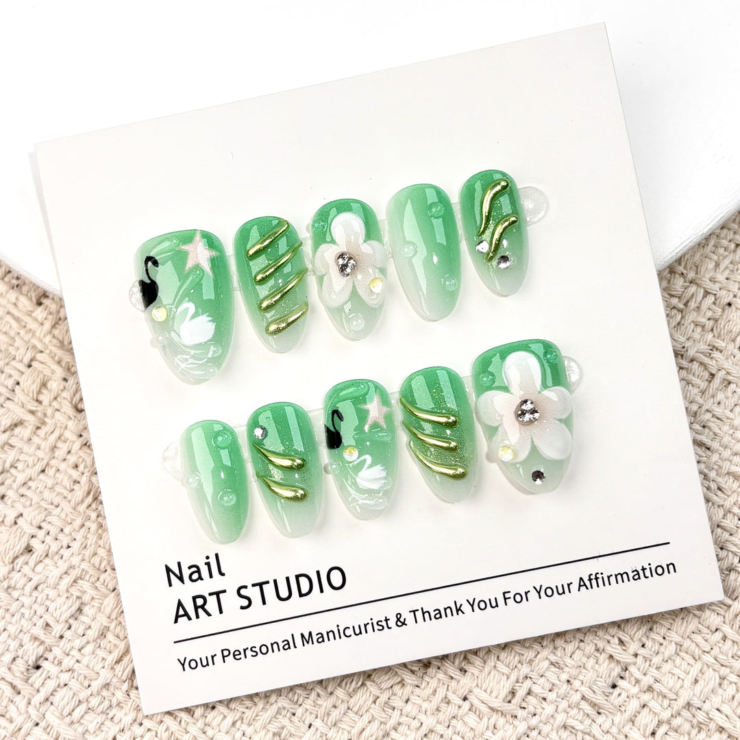 Künstlerisches Floral Press-On Nails Set