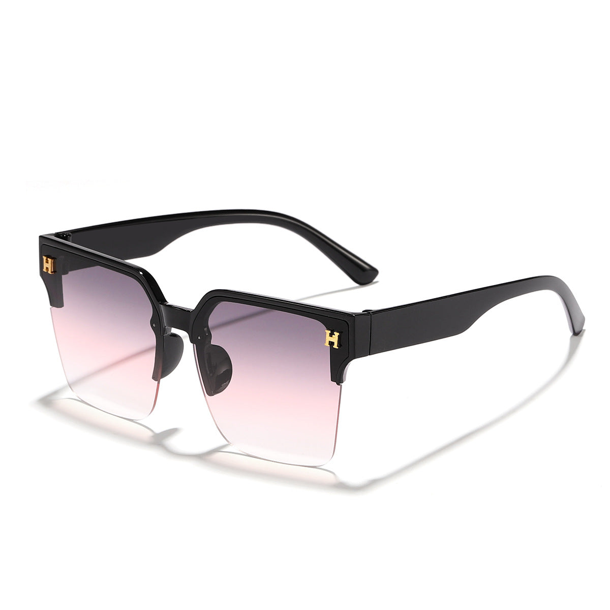 Damen moderne quadratische Sonnenbrille mit transparentem Rahmen Karnz