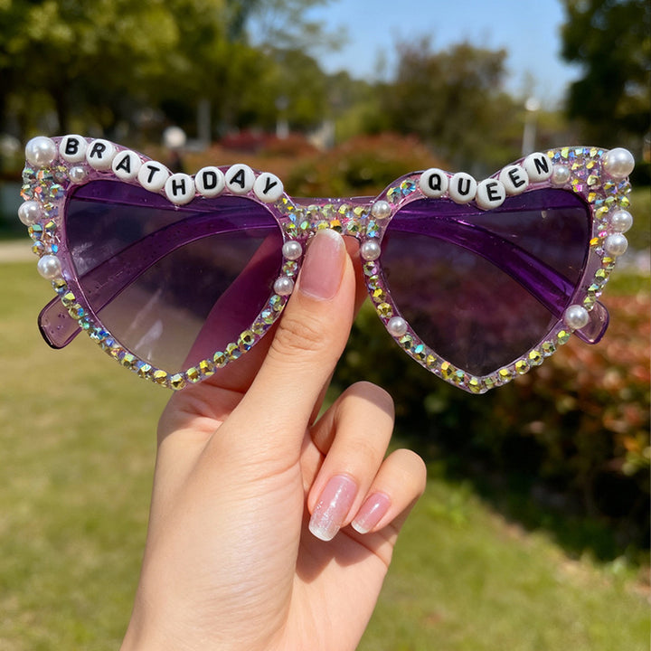 Dekorative mit Strass verzierten Herz-Sonnenbrillen Karnz