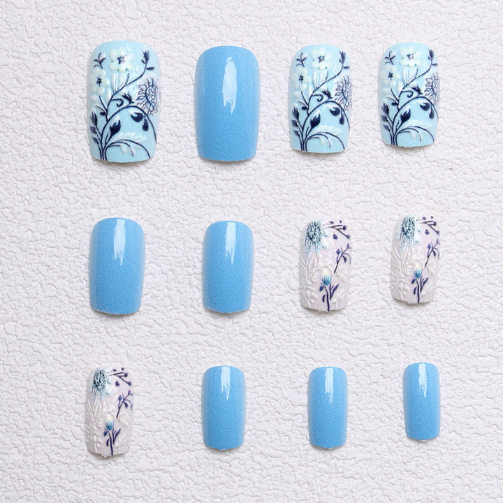 Botanische Blumen Press-On Nagelkunst Karnz