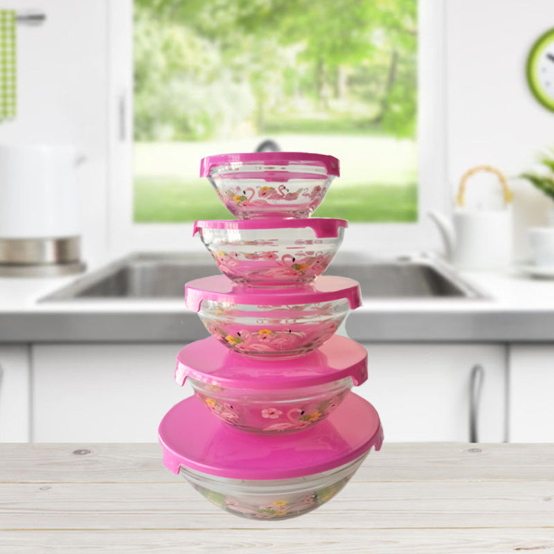 Damen Aufbewahrungsschalen-Set mit bunten Flamingo-Motiven Karnz