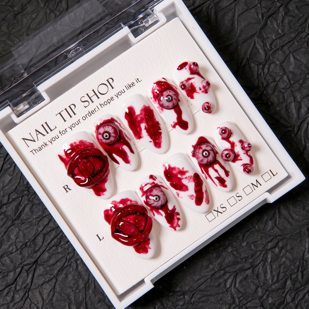 Künstlerische Horror-Themen Press-On Nagelkunst