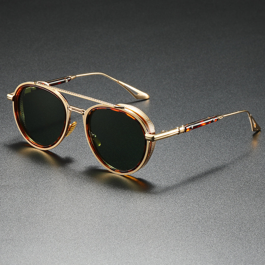 Damen Designer-Sonnenbrille mit luxuriösem Metallrahmen und Retro-Akzenten Karnz