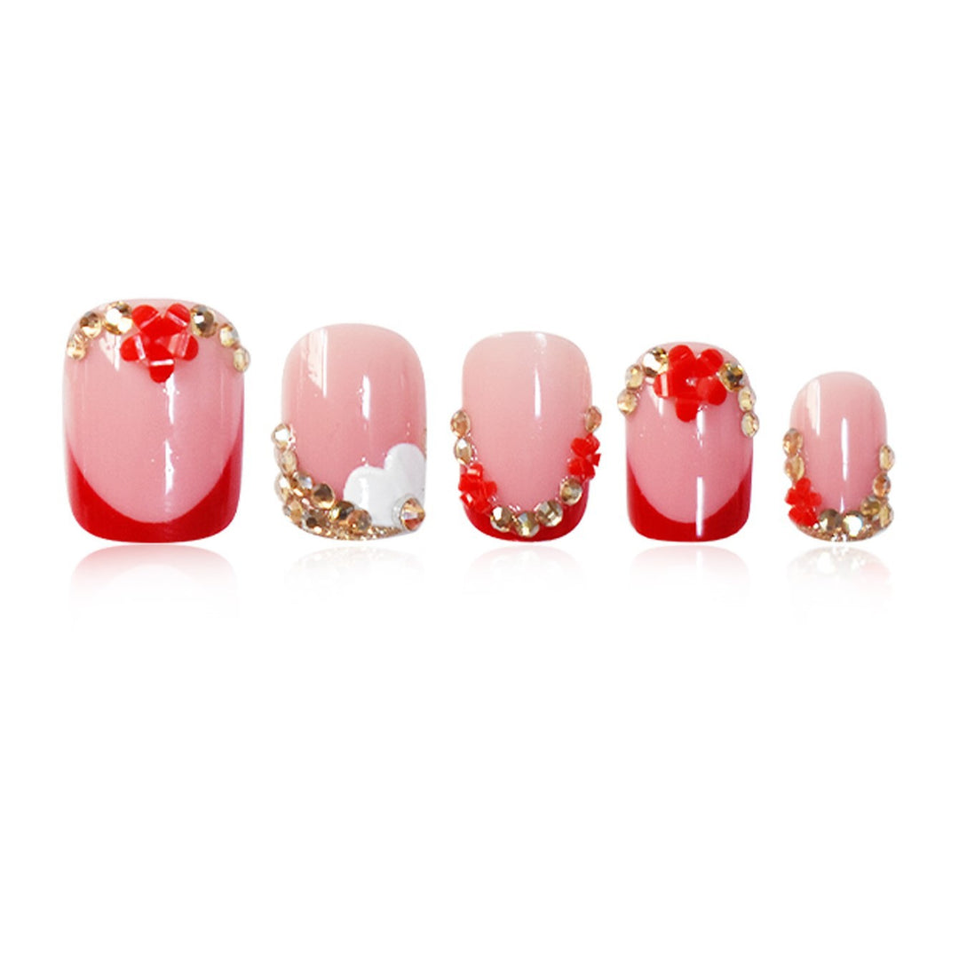 Floral-Accent Press-On Nail Art Karnz