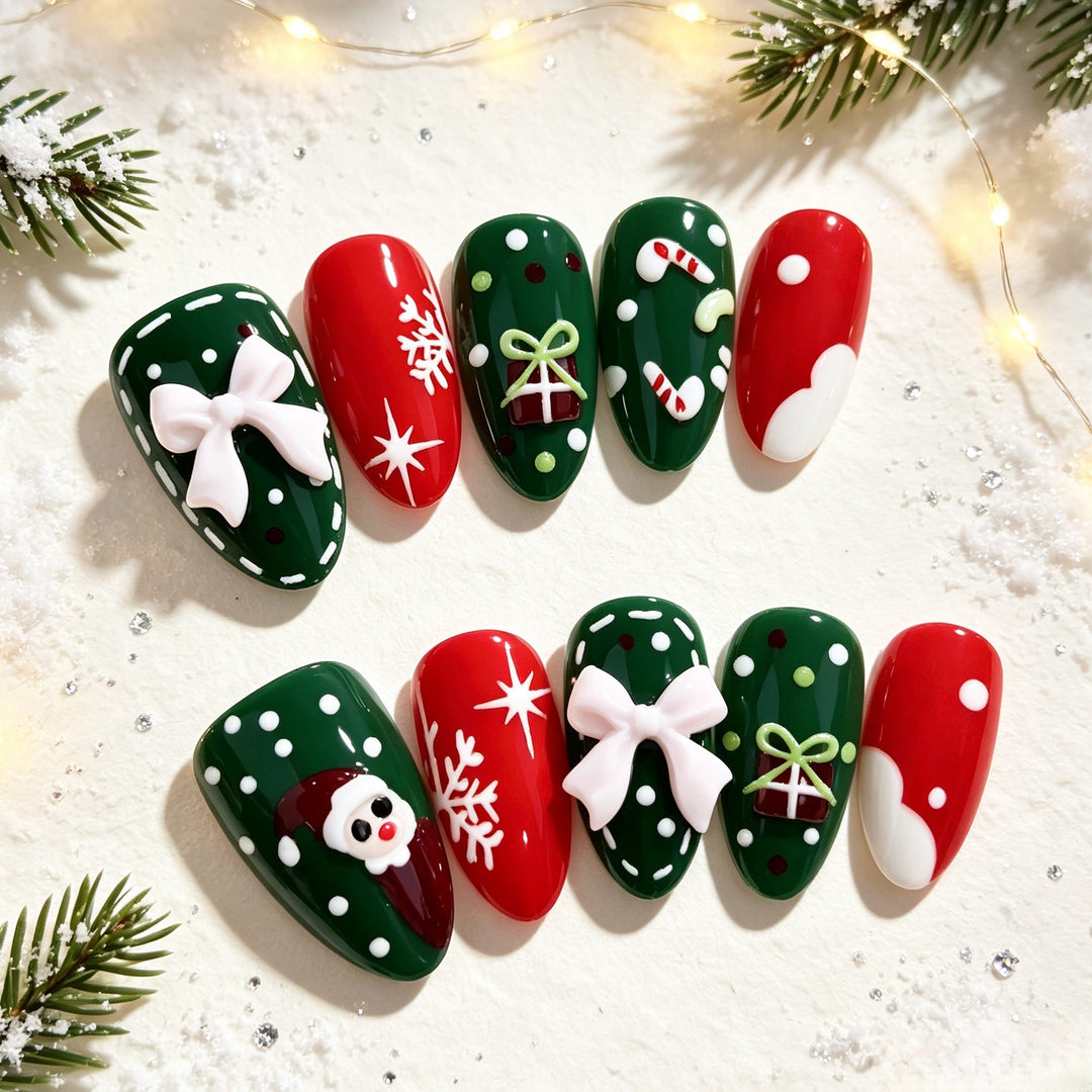 Dekorative Aufklebenägel-Set mit Weihnachtsthema