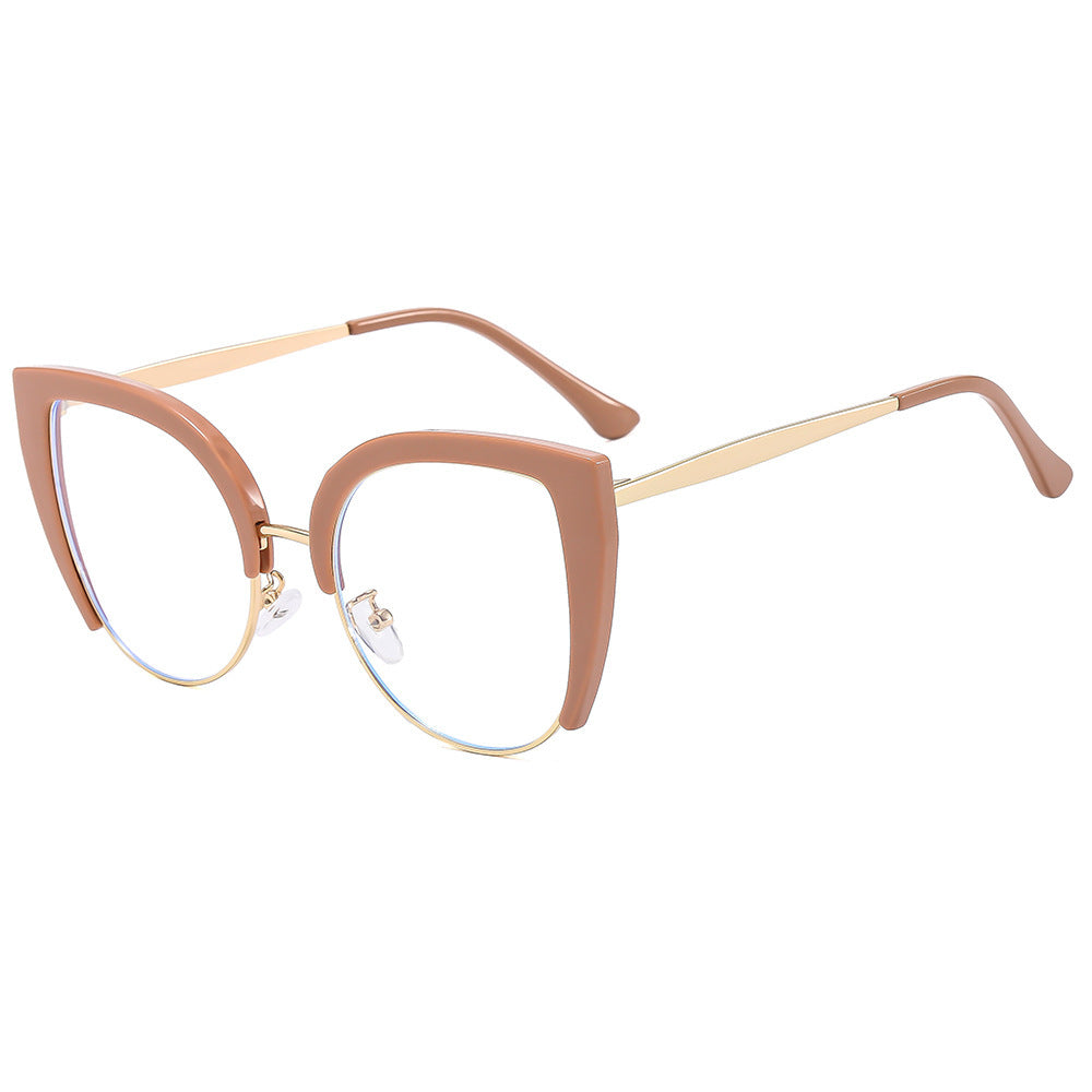 Damen Modische Cat-Eye Brille aus Kunststoff mit Metallakzenten Karnz