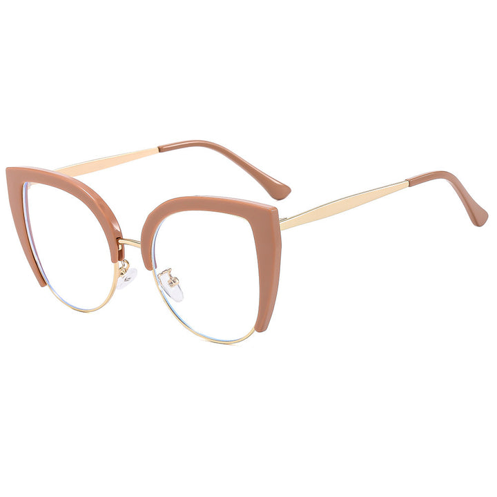 Damen Modische Cat-Eye Brille aus Kunststoff mit Metallakzenten Karnz