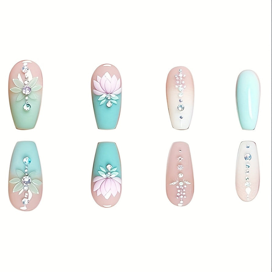Floral und Edelstein Nagelkunst Verlängerungen Karnz