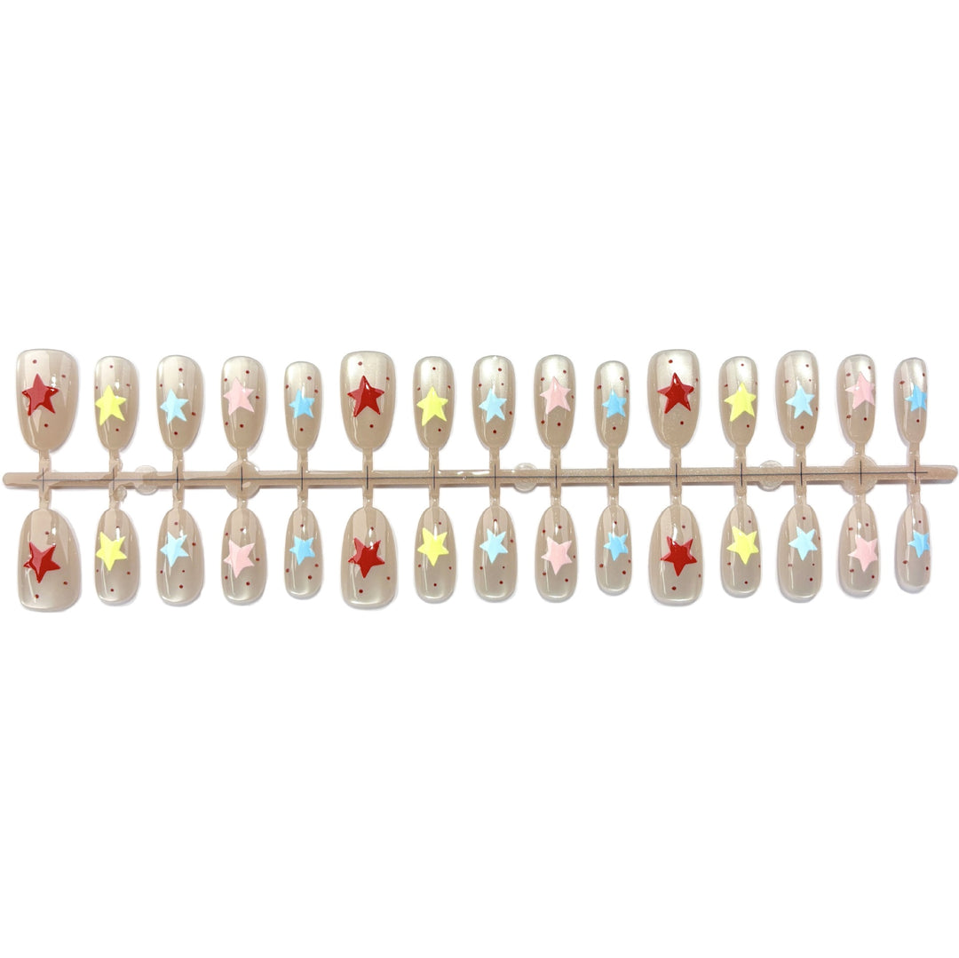 Künstlerisches Sterne-Design Press-On Nagelset