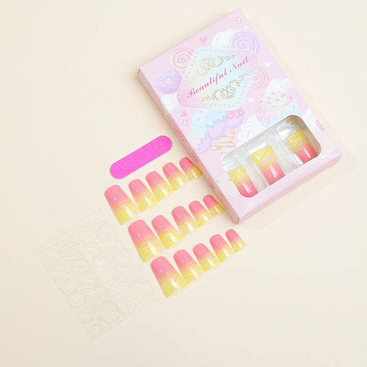 Künstlerisches Ombre Press-On Nagelset Karnz