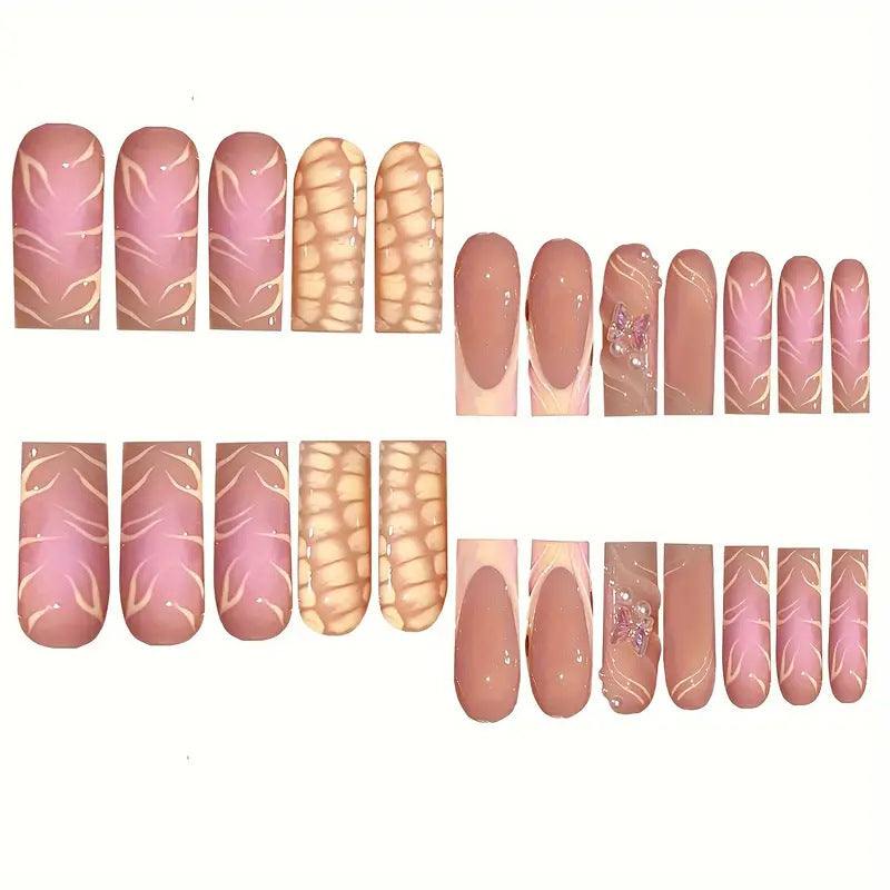 Chic 3D Floral Press-On Nail Art Karnz