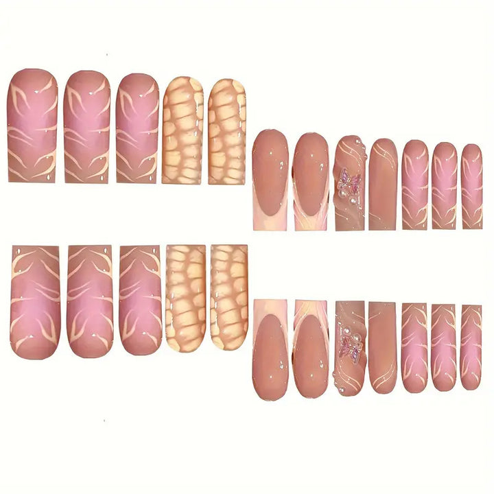 Chic 3D Floral Press-On Nail Art Karnz