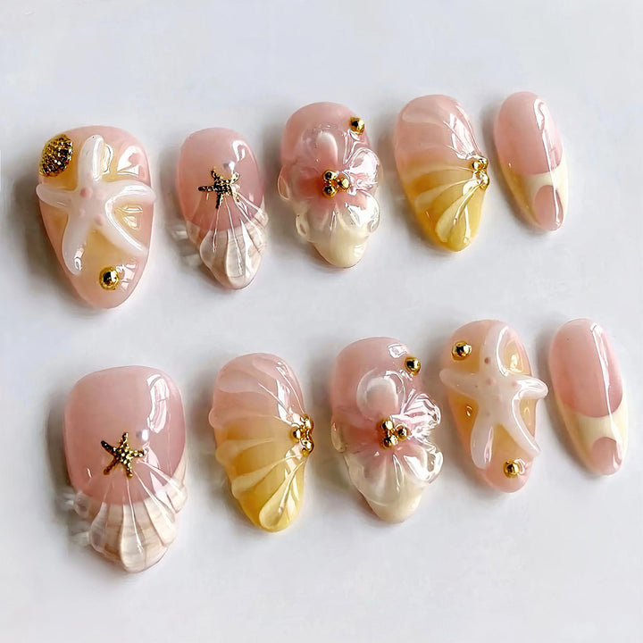 Küsteninspiriertes Press-On Nail Set
