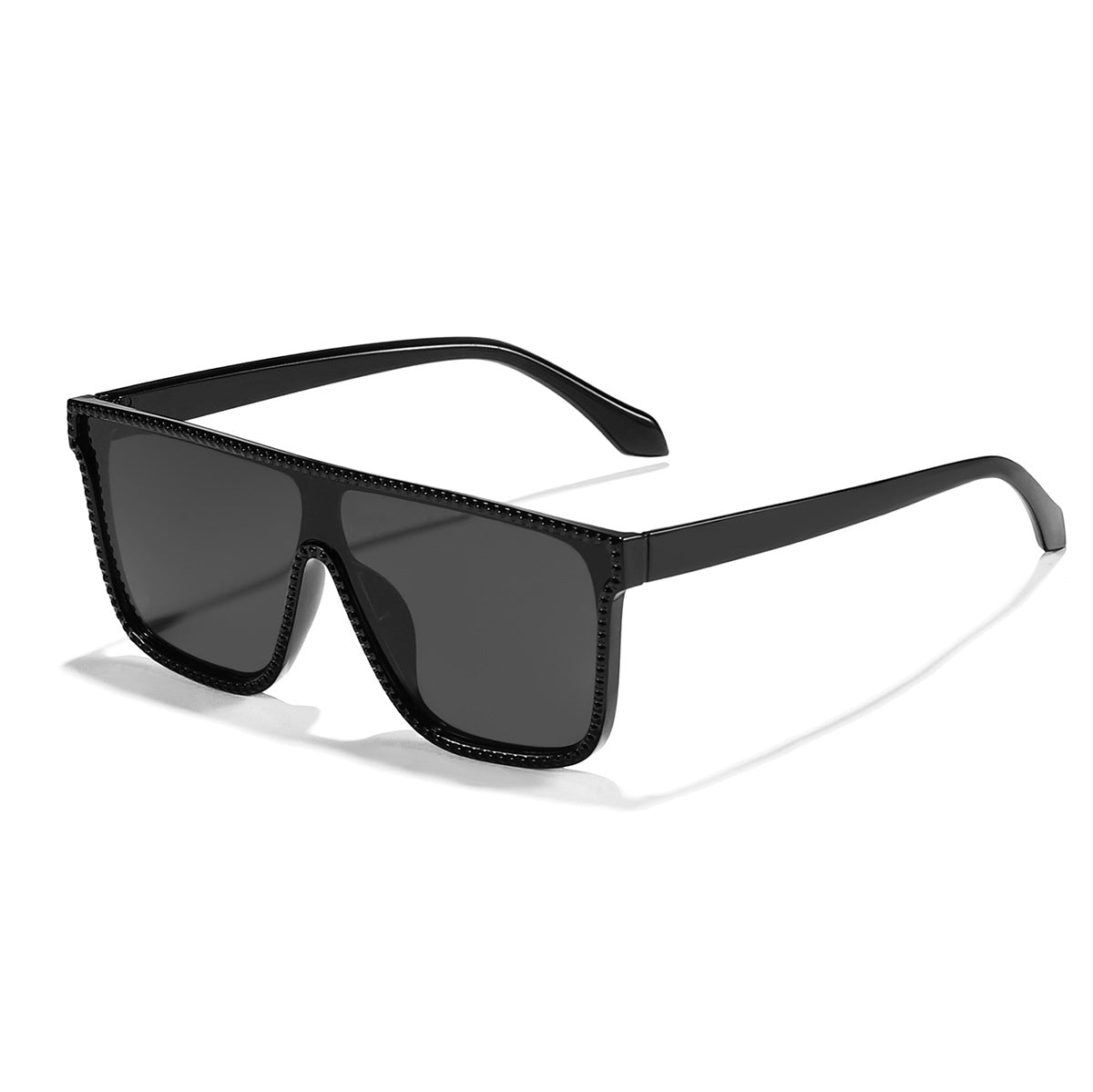 Damen futuristische Mode-Sonnenbrille mit breitem Rahmen und kontrastierenden Gläsern Karnz