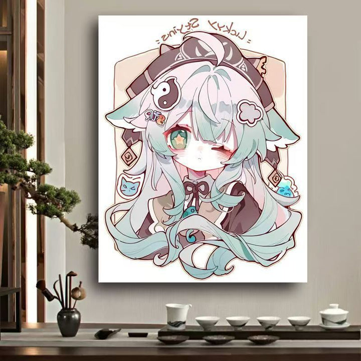 Verspielt Anime-Charakter Leinwand Kunst Karnz