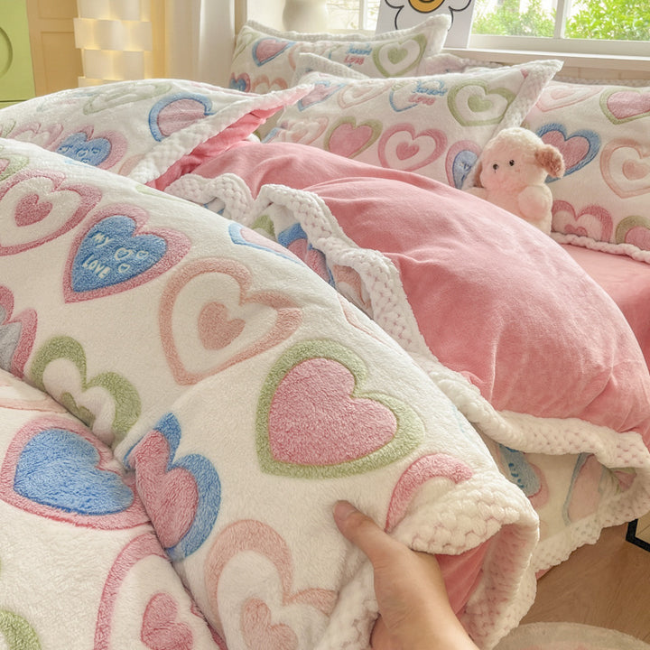 Cartoon Tier Plüsch Comforter Set