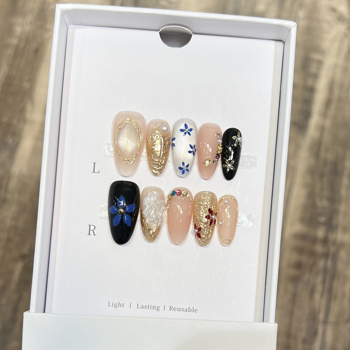 Dekorativer Floral Stiletto Press-On Nail Set Karnz