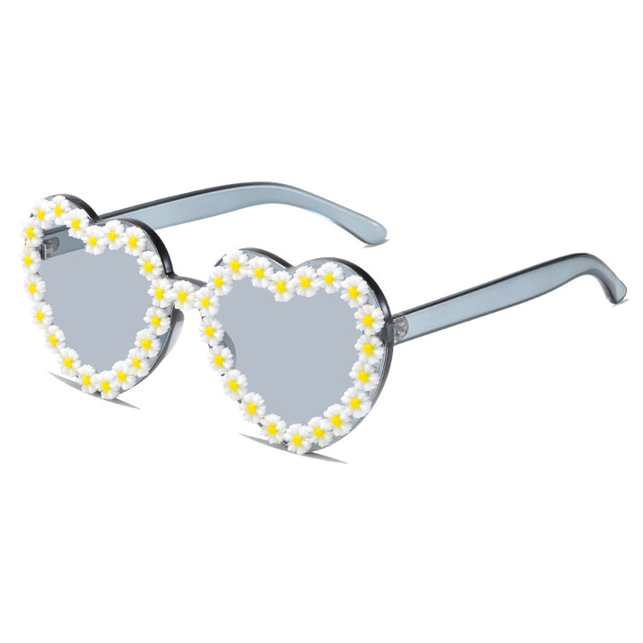 Damen Liebesförmige Sonnenbrille mit floralen Verzierungen Karnz