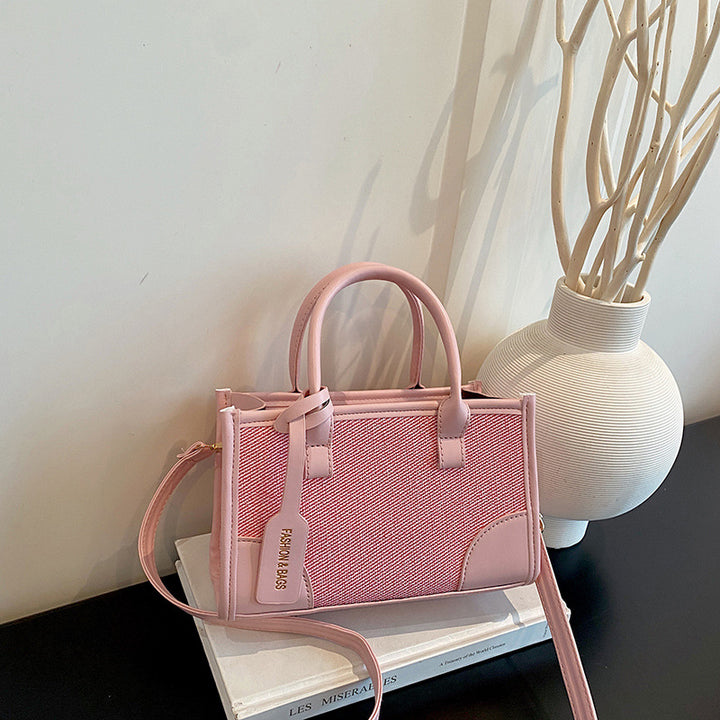 Strukturierte Canvas- und Kunstleder-Tasche