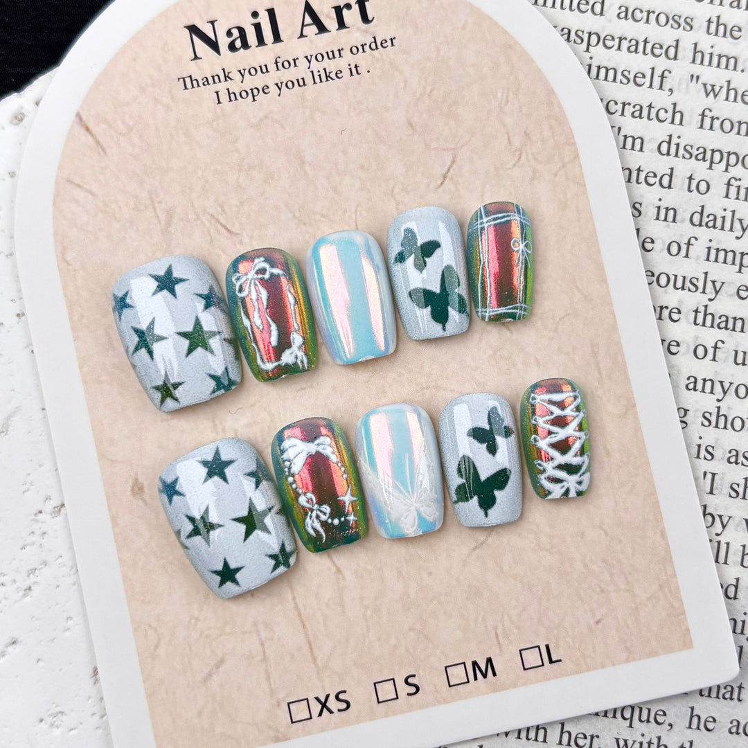 Anpassbares Schmetterlings-Themen Press-On Nagelset