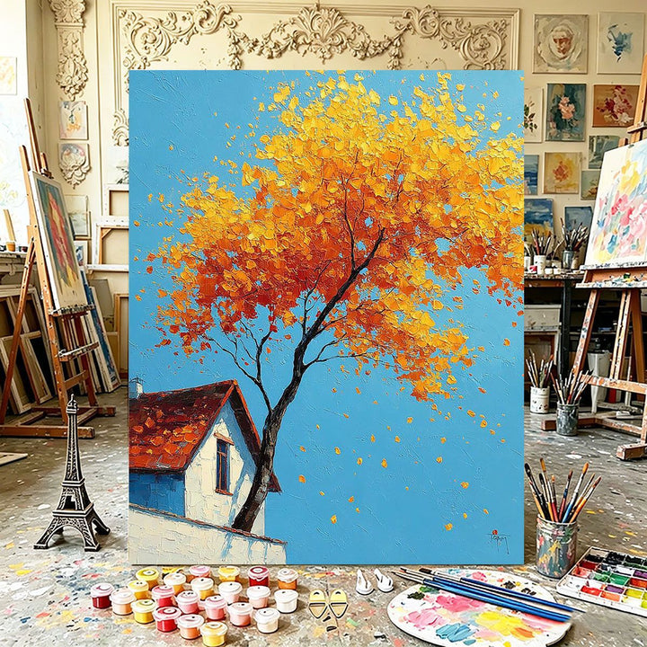 Herbstinspiriertes Landschaftsleinwandkunst Karnz