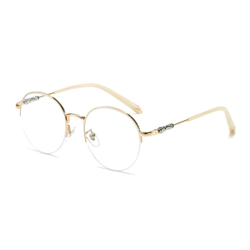 Damen runde Sonnenbrille mit elegantem Metallrahmen und komfortablen Nasenpads Karnz
