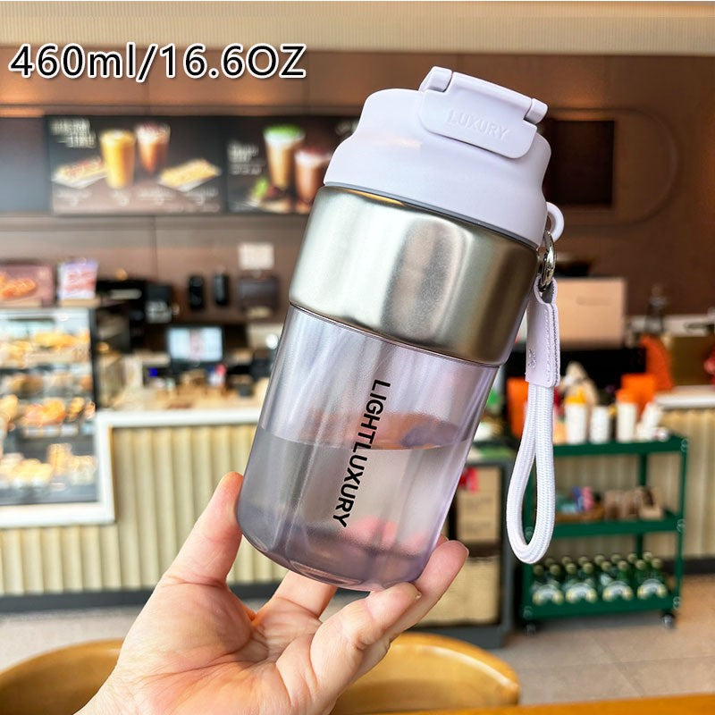Damen isolierte Trinkflasche mit rutschfestem Silikonring und integriertem Strohhalm Karnz