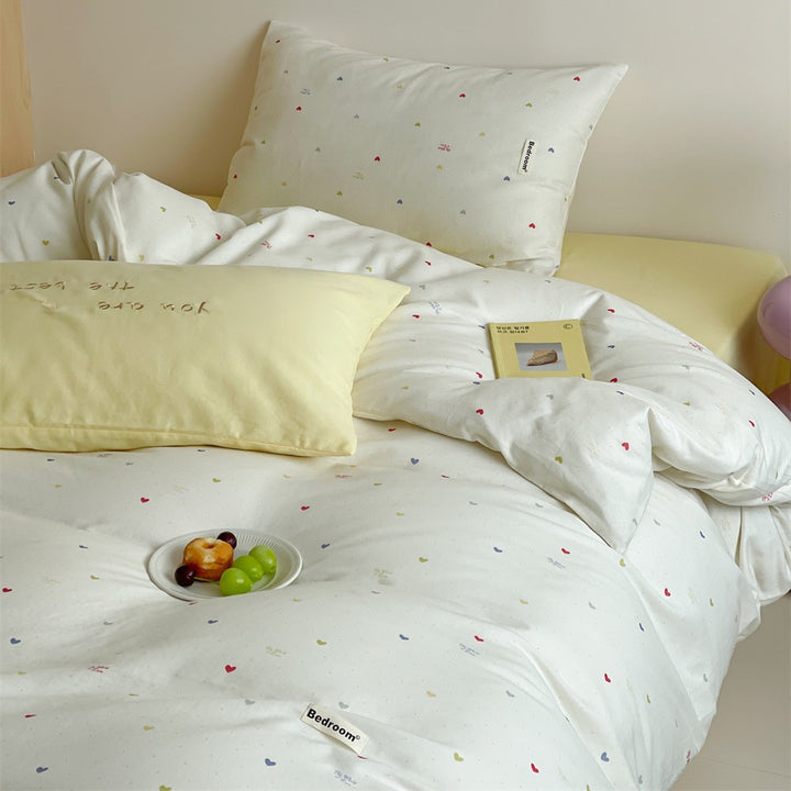 Baumwoll-Bettwäsche-Set mit niedlichem Teddymotiv und atmungsaktivem Bezug